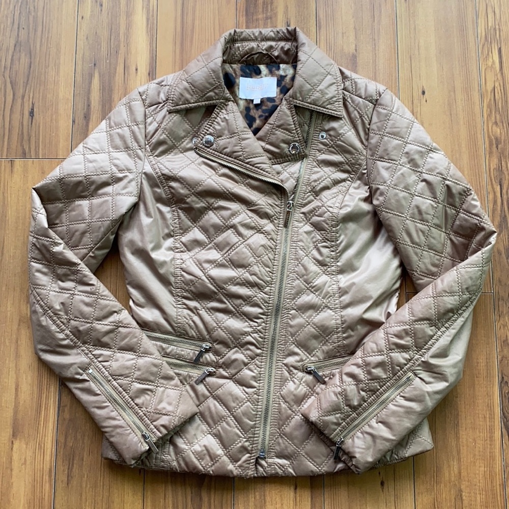 Laundry by Shelli Segal Khaki Quilted Moto Jacket